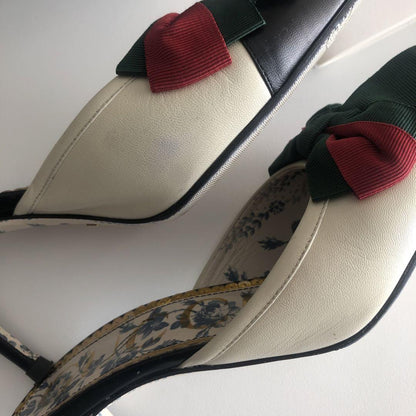GUCCI Shoes Pumps Heel Ribbon EU 36 US 6 Leather Multicolor Authentic
