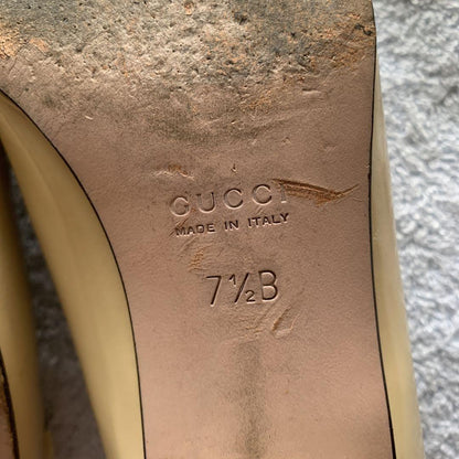 GUCCI Shoes Pumps Heel Horsebit EU 37.5 US 7.5 Beige Authentic