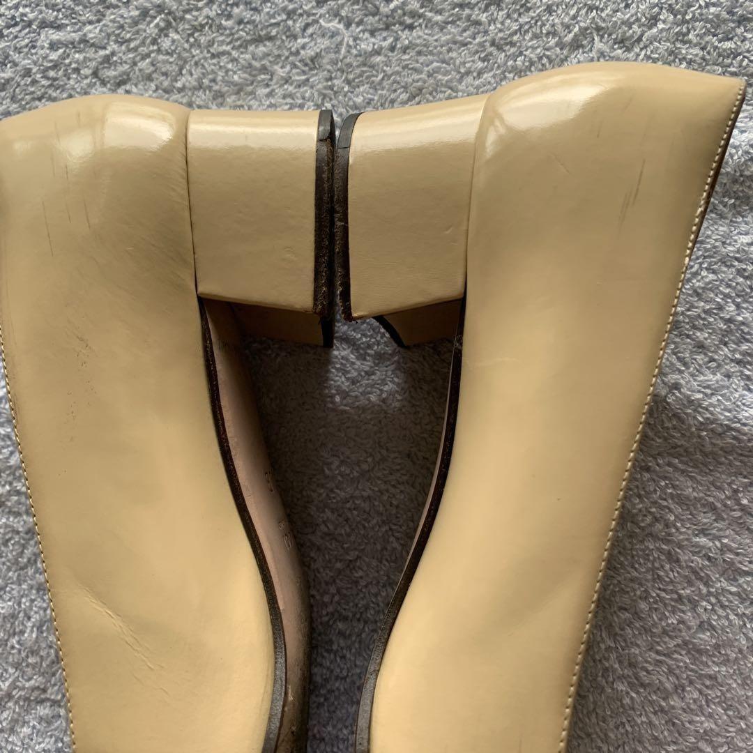 GUCCI Shoes Pumps Heel Horsebit EU 37.5 US 7.5 Beige Authentic