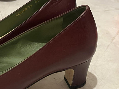 GUCCI Shoes Pumps Heel EU 36 US 6 Burgundy Authentic