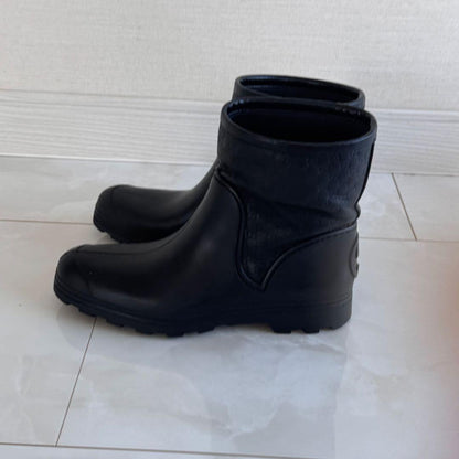 GUCCI Short Rain Boots Shoes GG EU 36.5 US 6.5 Black Authentic
