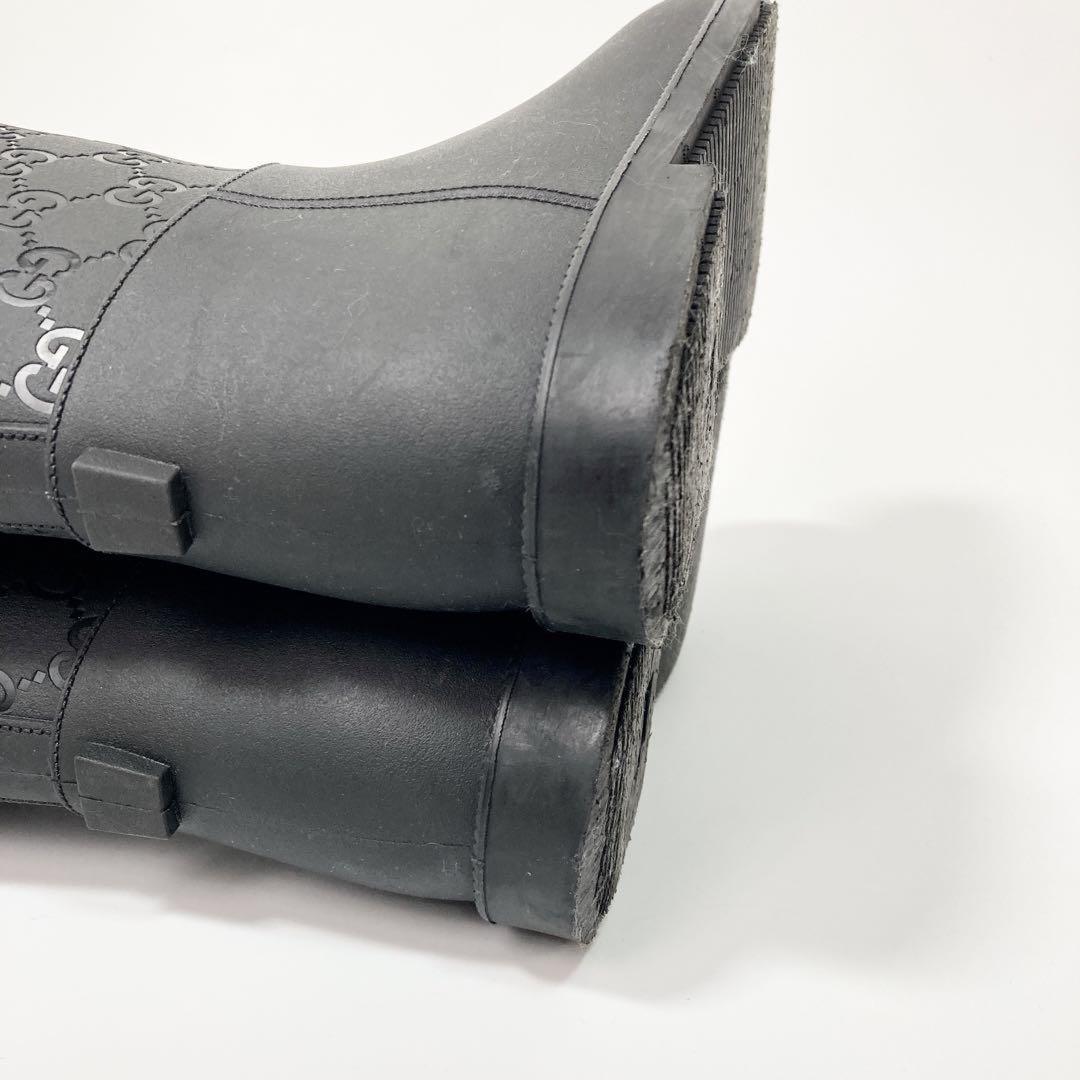 GUCCI Long Rain Boots Shoes GG EU 36 US 6 Black Authentic