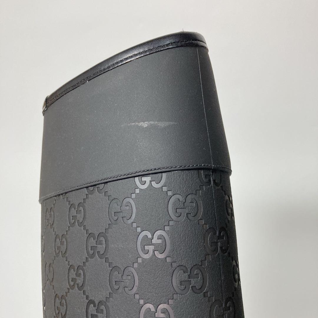 GUCCI Long Rain Boots Shoes GG EU 36 US 6 Black Authentic