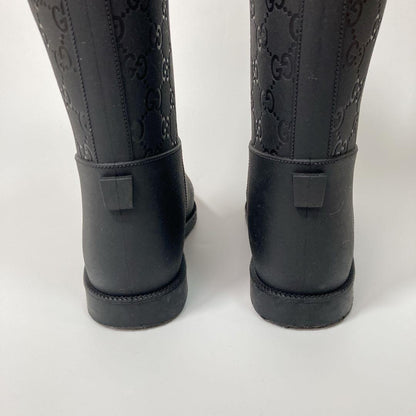 GUCCI Long Rain Boots Shoes GG EU 36 US 6 Black Authentic