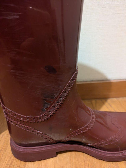 GUCCI Long Rain Boots Shoes EU 37 US 7 Burgundy Authentic
