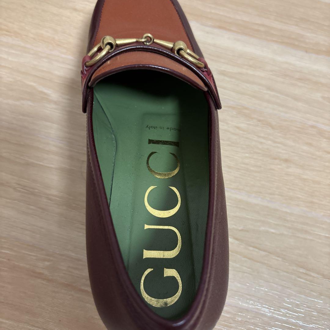 GUCCI Loafers Shoes Horse Bit EU 37 US 7 Red Brown Authentic