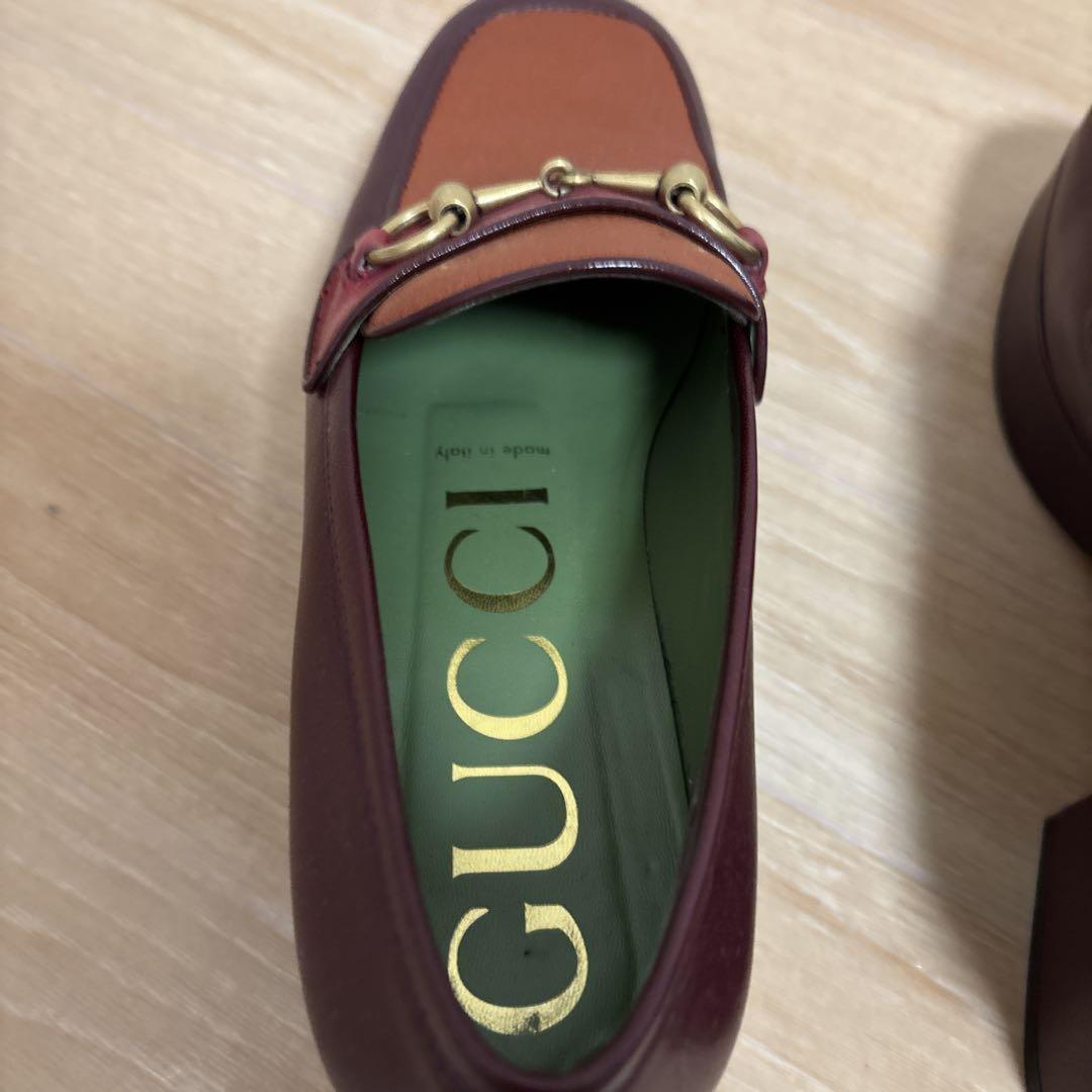 GUCCI Loafers Shoes Horse Bit EU 37 US 7 Red Brown Authentic