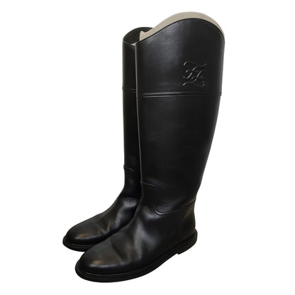 FENDI Karligraphy Long Boots Shoes EU 38 US 8 Black Authentic