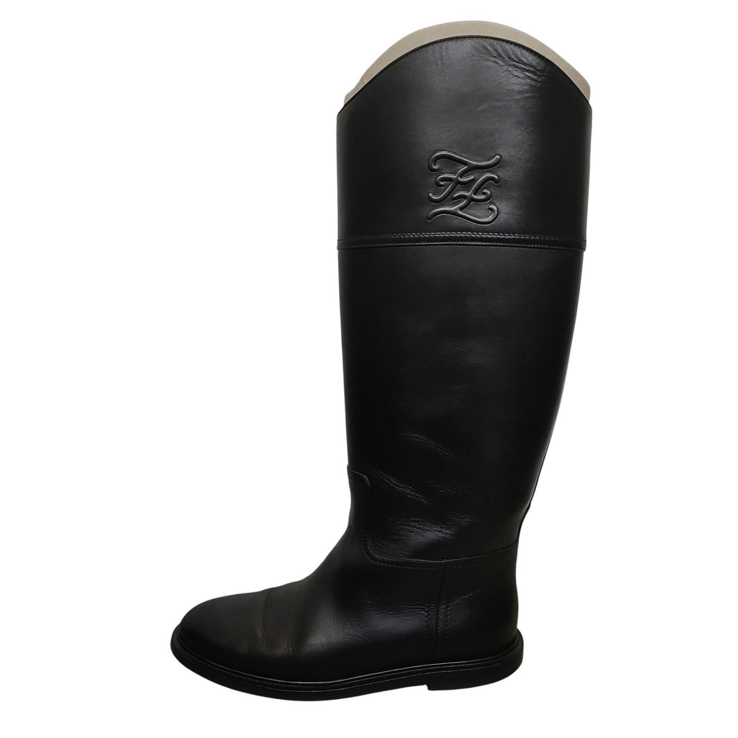 FENDI Karligraphy Long Boots Shoes EU 38 US 8 Black Authentic