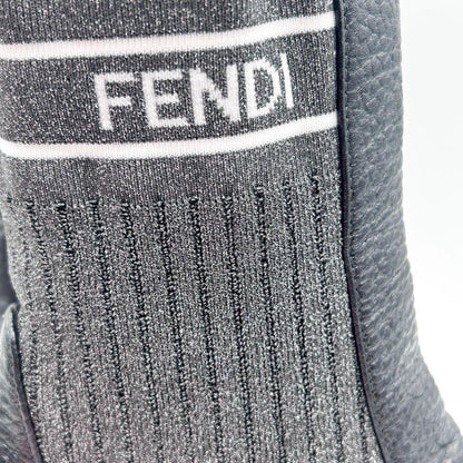 FENDI Short Boots Shoes EU 35 US 5 Leather Silver Authentic