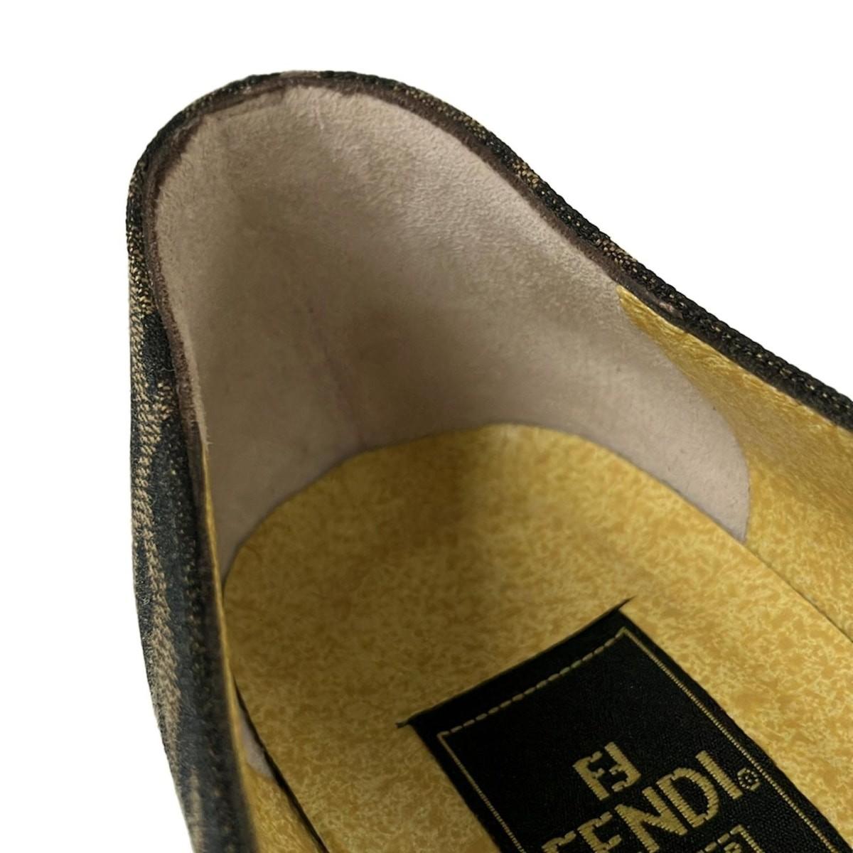 FENDI Shoes Pumps Heel FF Zucca EU 37 US 7 Jacquard Leather Brown Authentic