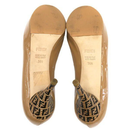 FENDI Shoes Pumps Heel FF Zucca EU 36.5 US 6.5 Beige Authentic