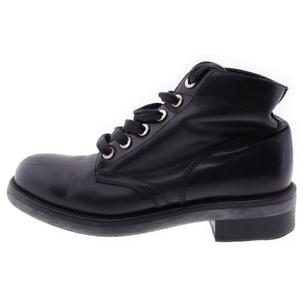 CHANEL Boots Shoes Cocomark EU 38 US 8 Leather Black Authentic