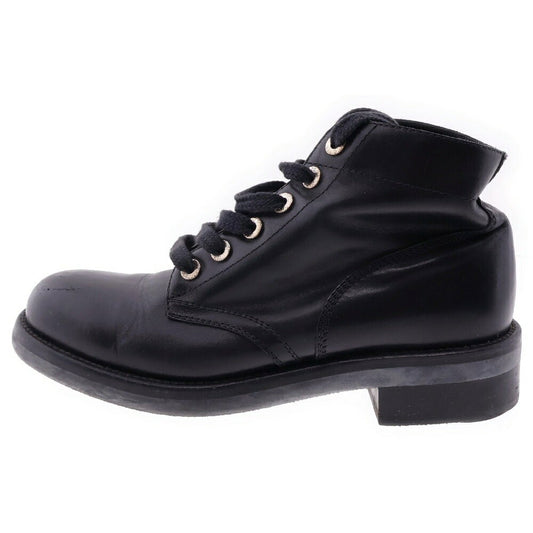CHANEL Boots Shoes Cocomark EU 38 US 8 Leather Black Authentic