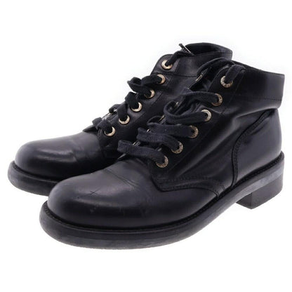 CHANEL Boots Shoes Cocomark EU 38 US 8 Leather Black Authentic
