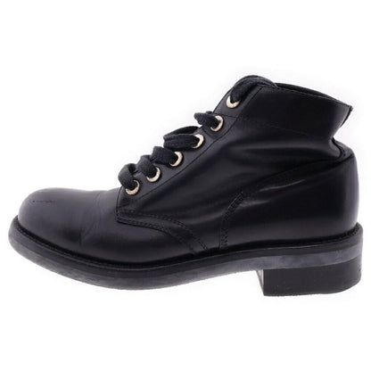 CHANEL Boots Shoes Cocomark EU 38 US 8 Leather Black Authentic