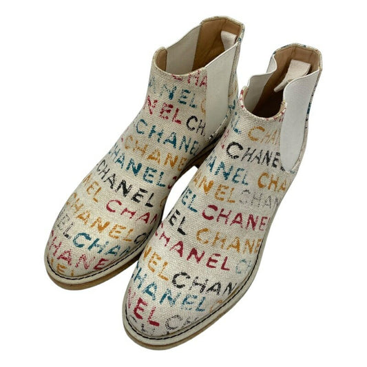 CHANEL Boots Shoes Logo EU 35.5 US 5.5 Canvas Multicolor Authentic