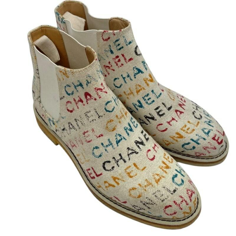 CHANEL Boots Shoes Logo EU 35.5 US 5.5 Canvas Multicolor Authentic