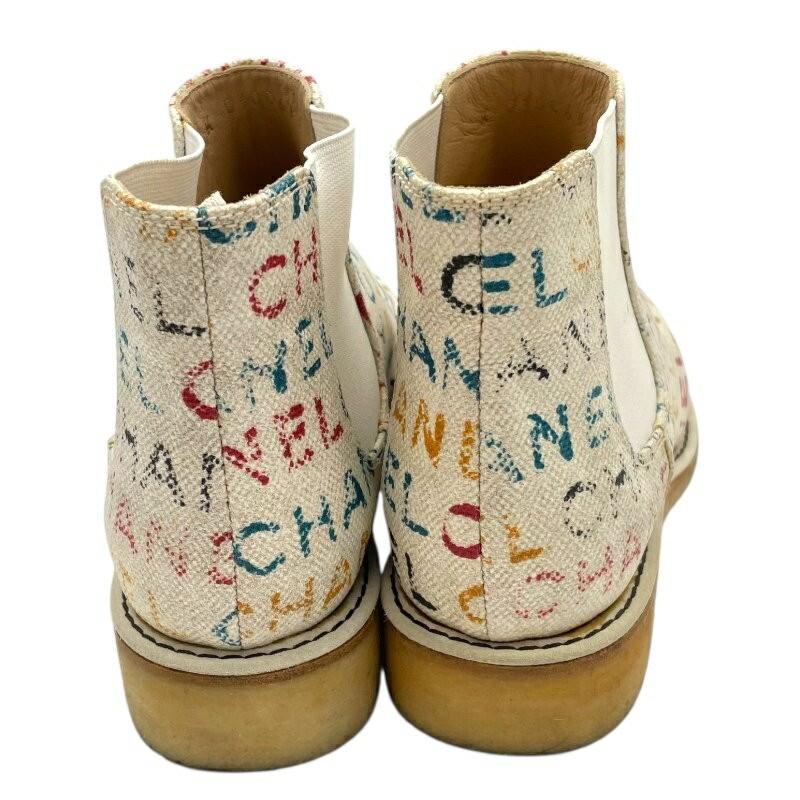 CHANEL Boots Shoes Logo EU 35.5 US 5.5 Canvas Multicolor Authentic