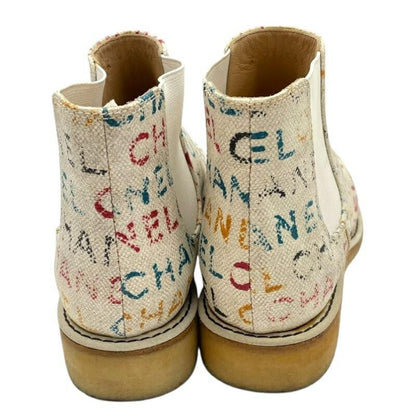 CHANEL Boots Shoes Logo EU 35.5 US 5.5 Canvas Multicolor Authentic