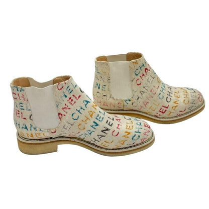 CHANEL Boots Shoes Logo EU 35.5 US 5.5 Canvas Multicolor Authentic