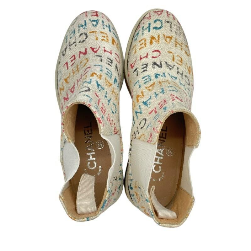 CHANEL Boots Shoes Logo EU 35.5 US 5.5 Canvas Multicolor Authentic