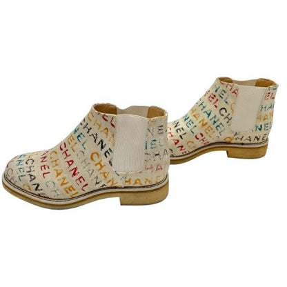 CHANEL Boots Shoes Logo EU 35.5 US 5.5 Canvas Multicolor Authentic