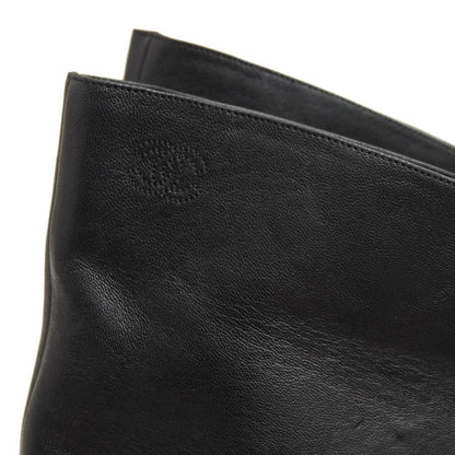 CHANEL Long Boots Shoes Cocomark EU 36 US 6 Leather Black Authentic