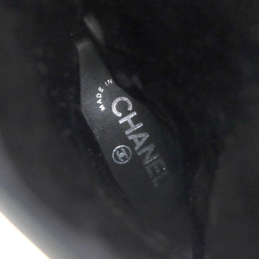 CHANEL Long Boots Shoes Cocomark EU 36 US 6 Leather Black Authentic