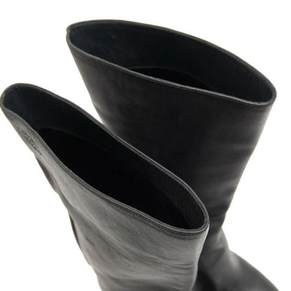 CHANEL Long Boots Shoes Cocomark EU 36 US 6 Leather Black Authentic