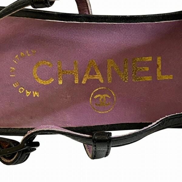 CHANEL Shoes Pumps Heel EU 36.5 US 6.5 Leather Black Authentic