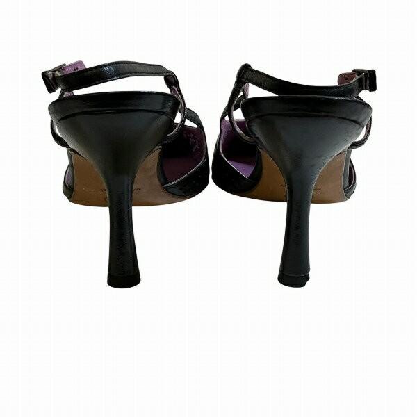 CHANEL Shoes Pumps Heel EU 36.5 US 6.5 Leather Black Authentic