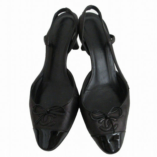 CHANEL Shoes Pumps Heel Cocomark EU 36 US 6 Black Authentic