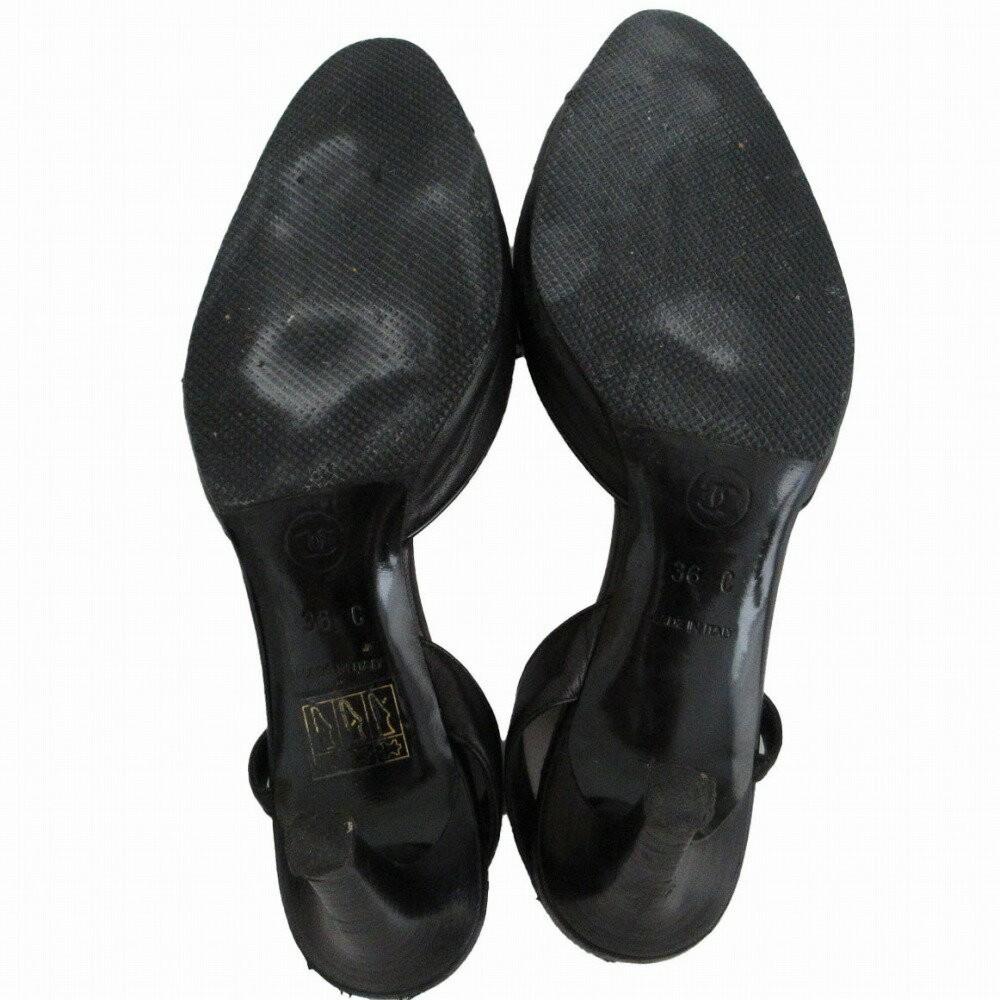 CHANEL Shoes Pumps Heel Cocomark EU 36 US 6 Black Authentic