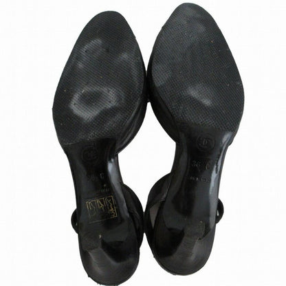 CHANEL Shoes Pumps Heel Cocomark EU 36 US 6 Black Authentic