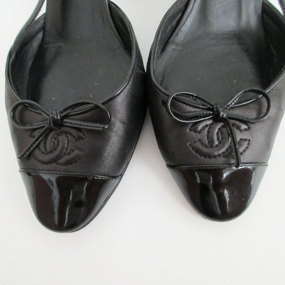 CHANEL Shoes Pumps Heel Cocomark EU 36 US 6 Black Authentic