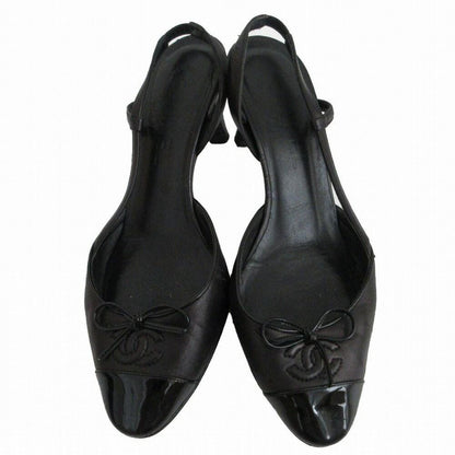 CHANEL Shoes Pumps Heel Cocomark EU 36 US 6 Black Authentic