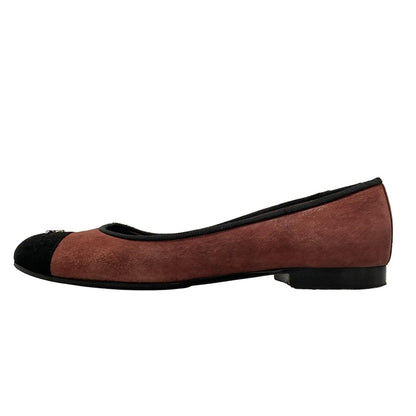 CHANEL Shoes Pumps Heel Cocomark EU 37.5 US 7.5 Suede Red Black Authentic