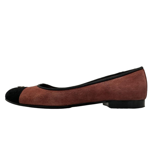 CHANEL Shoes Pumps Heel Cocomark EU 37.5 US 7.5 Suede Red Black Authentic