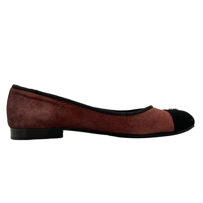 CHANEL Shoes Pumps Heel Cocomark EU 37.5 US 7.5 Suede Red Black Authentic
