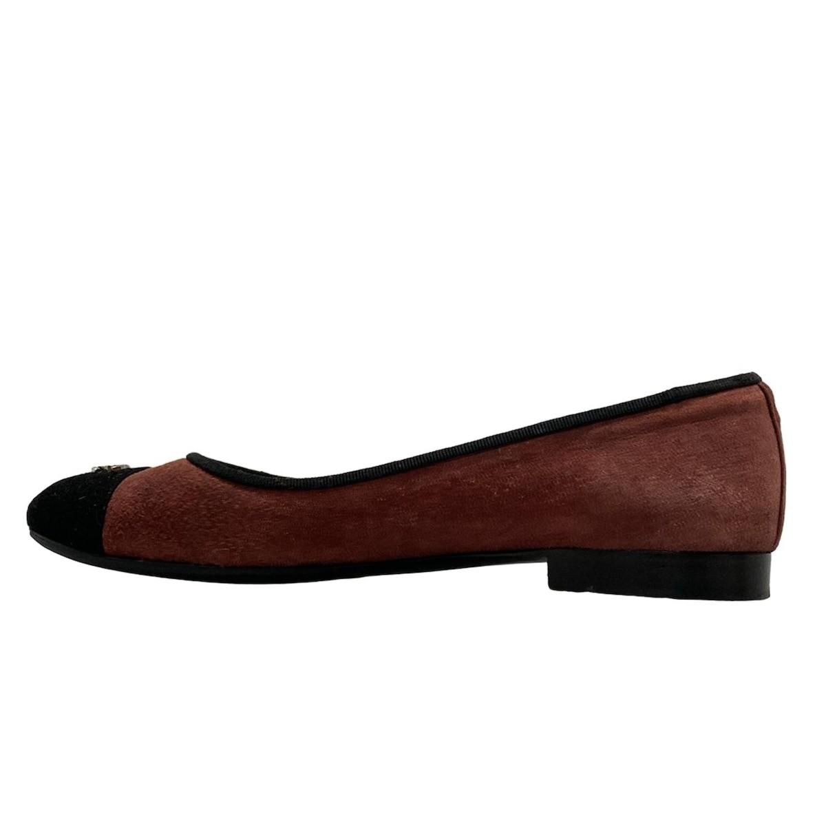 CHANEL Shoes Pumps Heel Cocomark EU 37.5 US 7.5 Suede Red Black Authentic