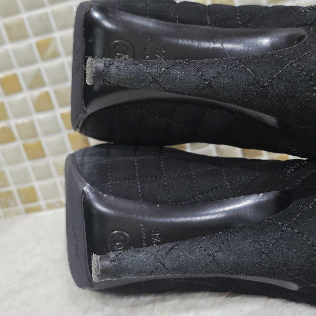 CHANEL Short Boots Shoes Cocomark EU 37.5 US 7.5 Suede Leather Black Authentic