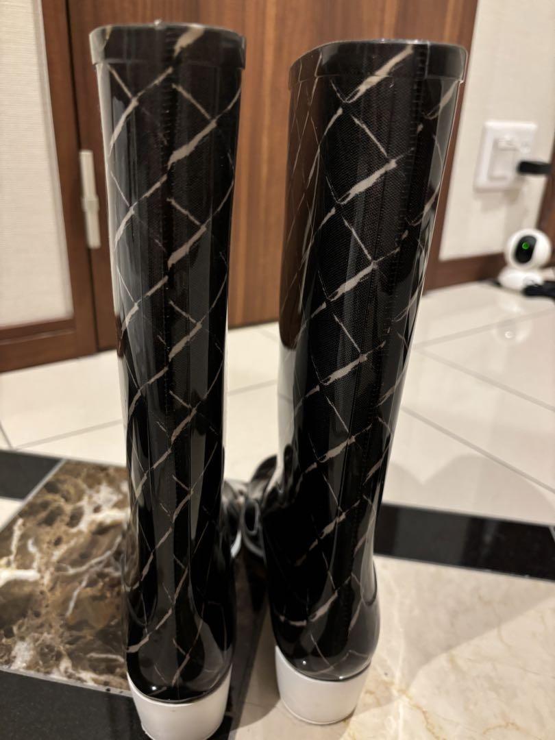 CHANEL Rain Boots Shoes EU 36 US 6 Black Authentic