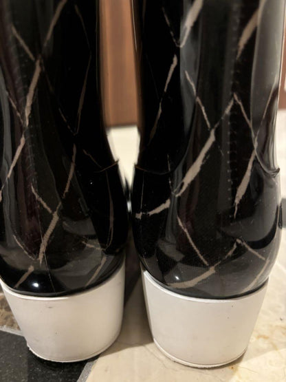 CHANEL Rain Boots Shoes EU 36 US 6 Black Authentic