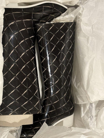 CHANEL Rain Boots Shoes EU 36 US 6 Black Authentic