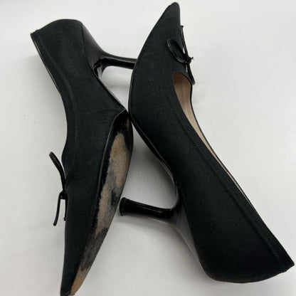 CHANEL Shoes Pumps Heel Cocomark EU 37.5 US 7.5 Canvas Black Authentic
