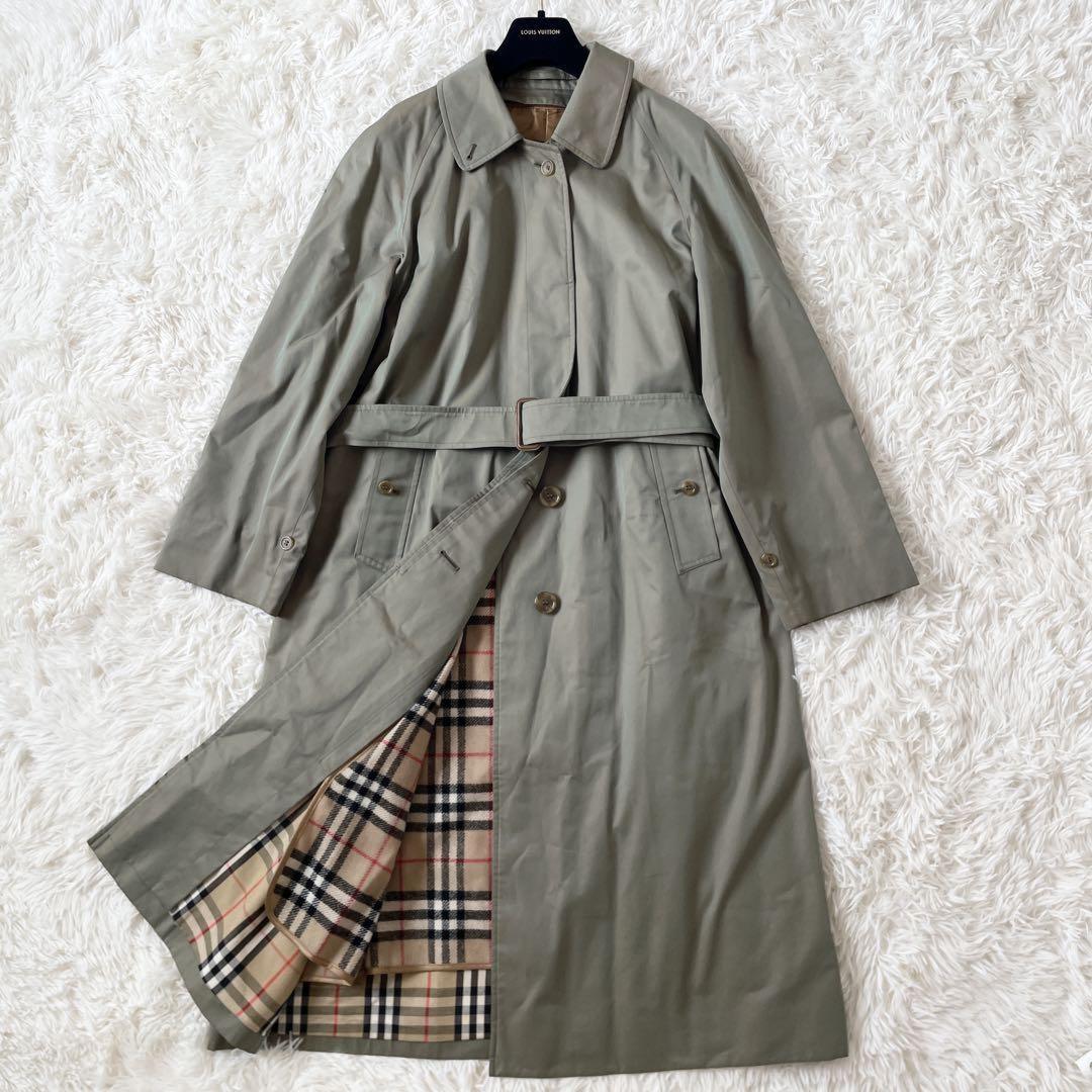 BURBERRY Coat Nova Check Asian fit L US size M Khaki Authentic