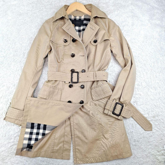 BURBERRY BLACK LABEL Coat Nova Check Asian fit M 38 US size S Beige Authentic