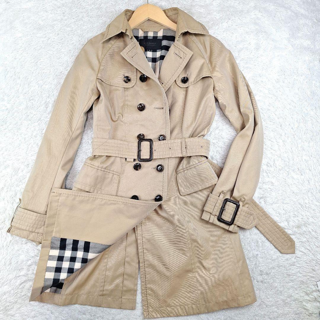 BURBERRY BLACK LABEL Coat Nova Check Asian fit M 38 US size S Beige Authentic