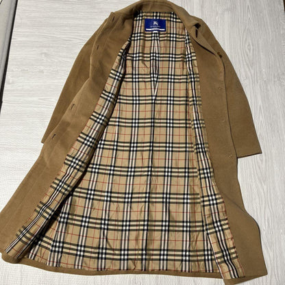 BURBERRY BLUE LABEL Long Coat Nova Check Asian fit M 38 US size S Camel Auth